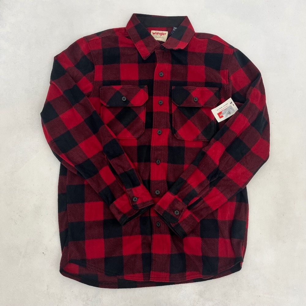 Wrangler Authentics Mens Size M‎ Button-Up Shirt Multicolor Flannel Plaid NWT